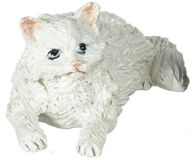 Dollhouse Miniature Lying White Persian Cat